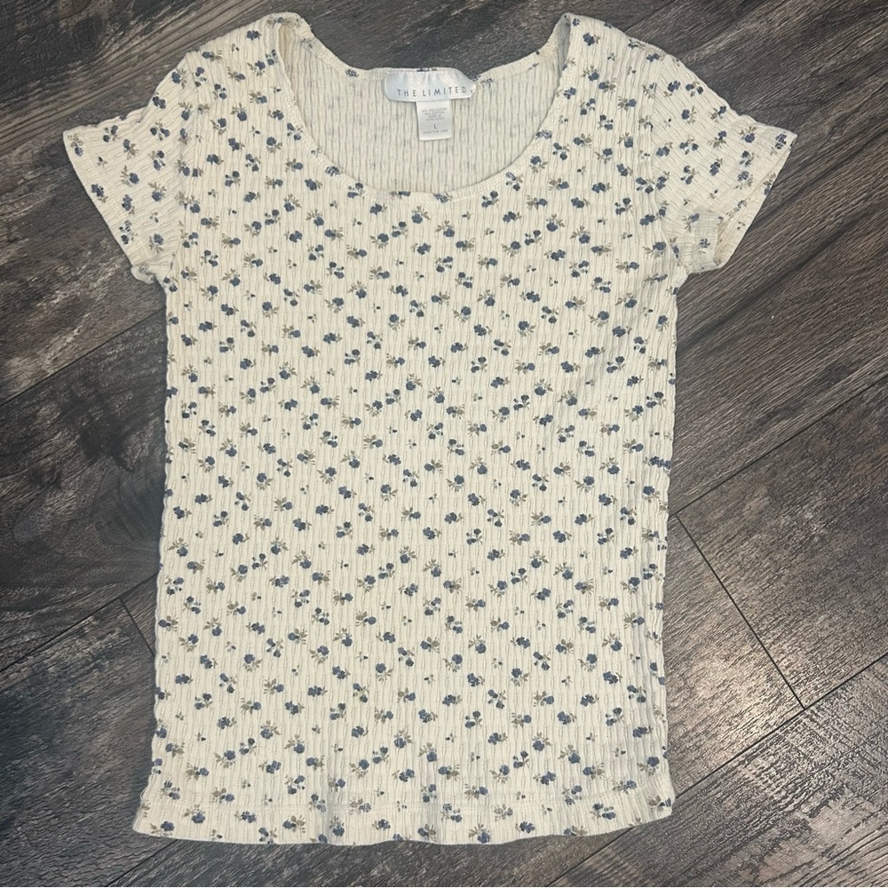 Vintage Ribbed Floral Knit Top The Limited Y2K 90’s Style Women’s Large